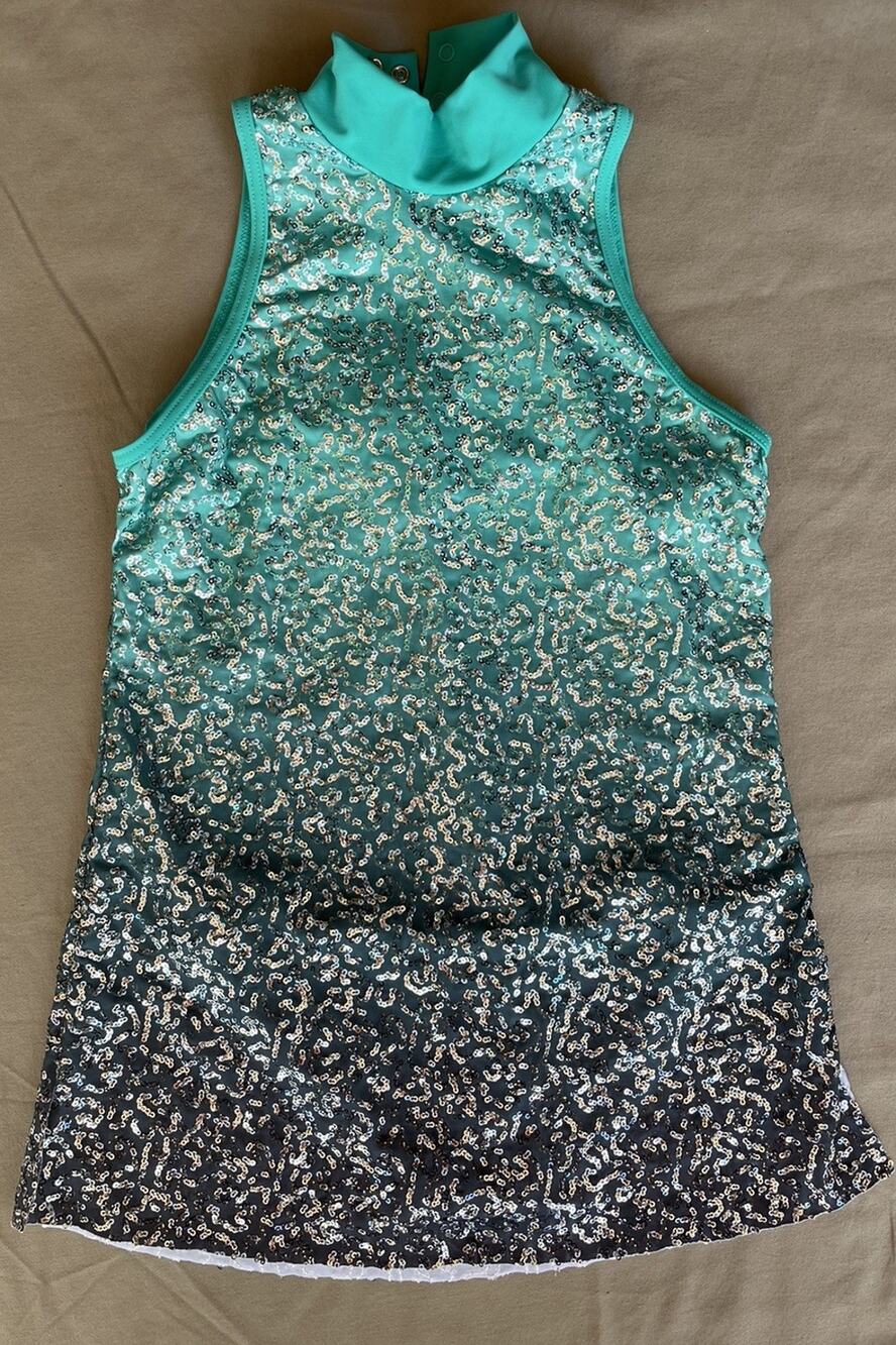 Balera D11120 Girls MC Ombre Sequin Dance Dress Teal Black Jazz Costume
